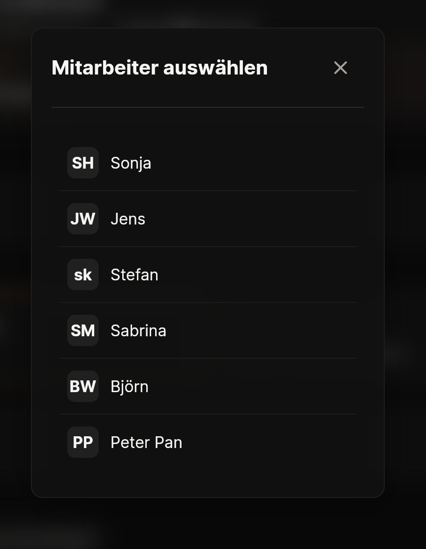 App – Mitarbeiter auswählen