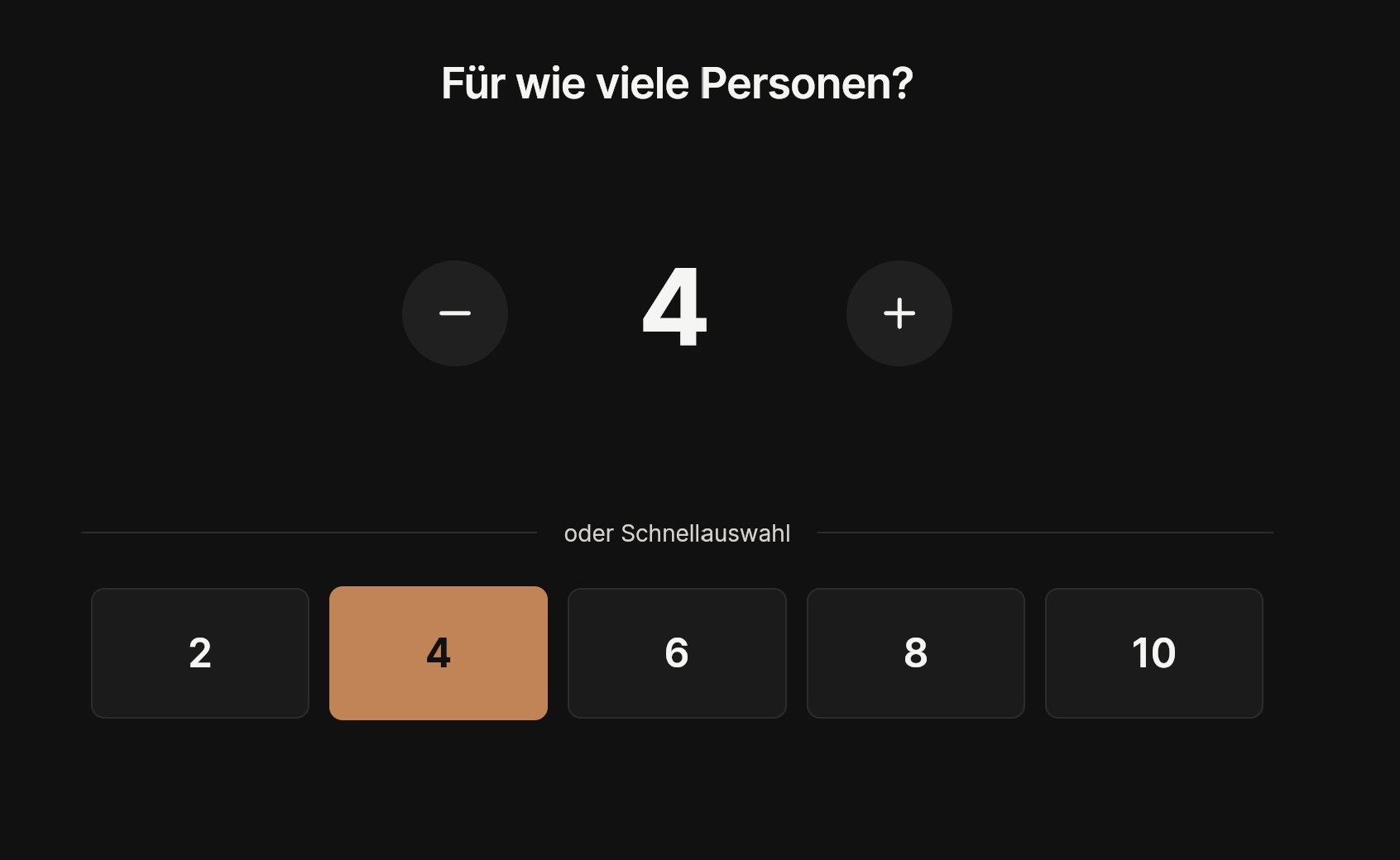 App – Personenzahl wählen