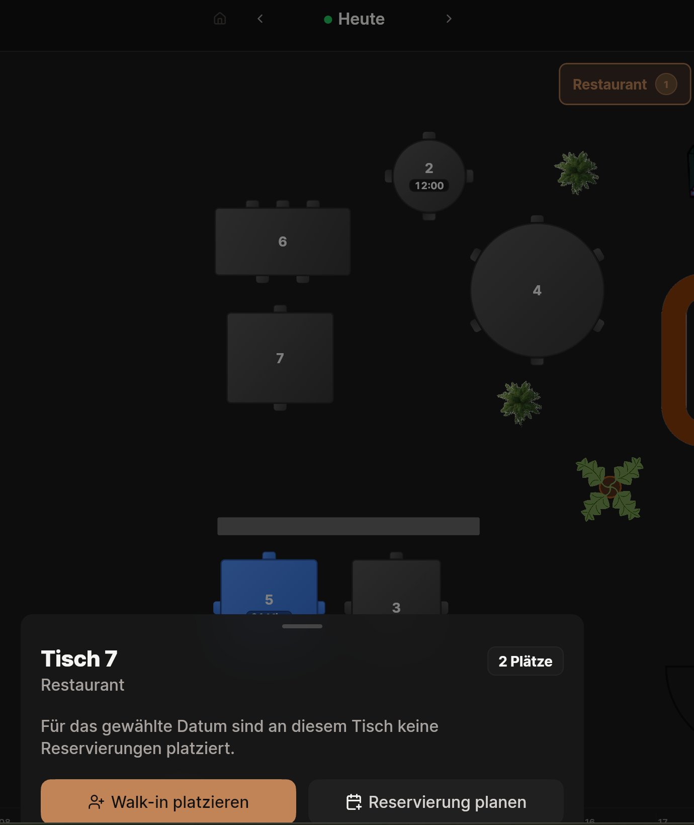 App Tischplan – Tisch antippen