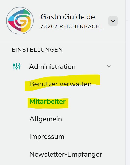 Navigation – Benutzer verwalten und Mitarbeiter