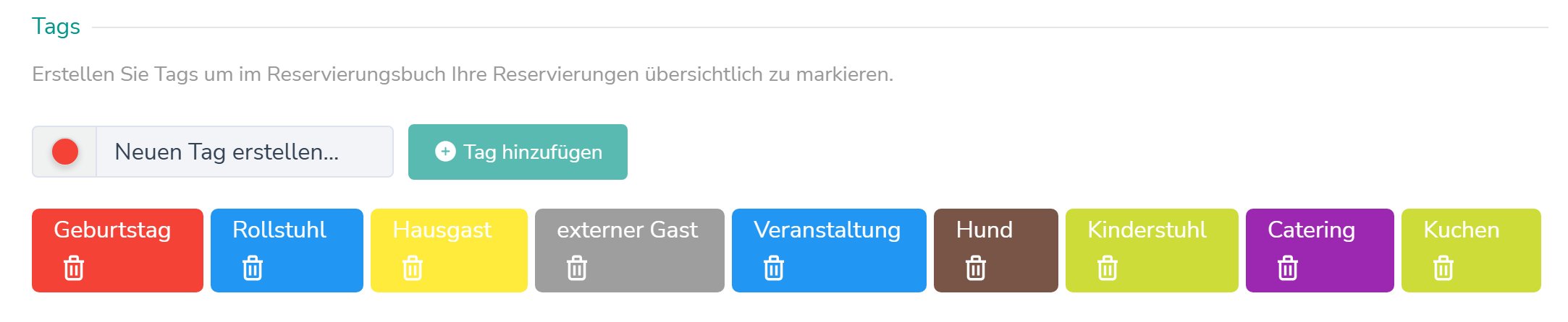 Tags im Reservierungsbuch anlegen