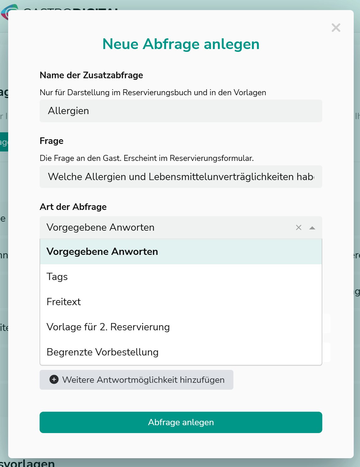 Neue Abfrage anlegen