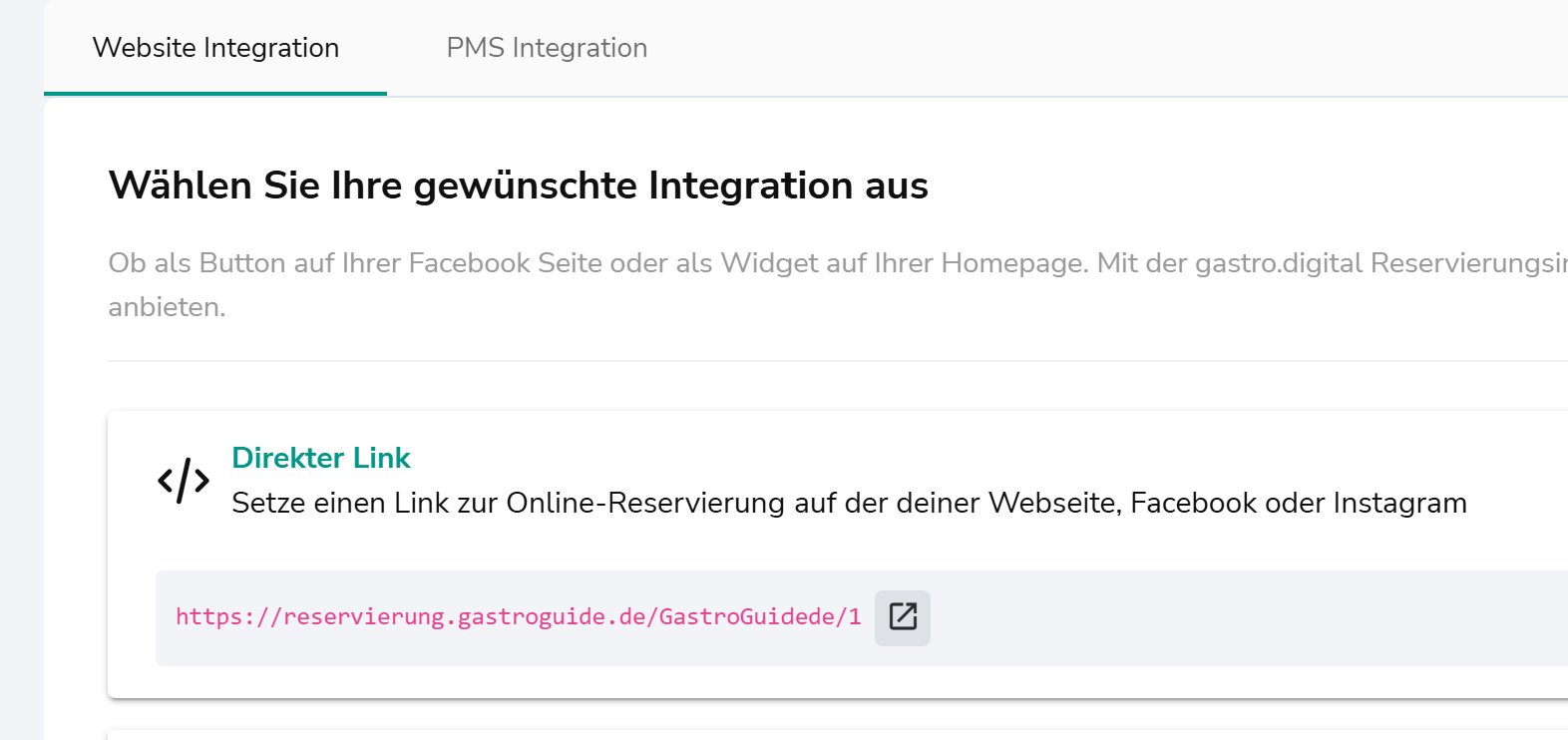 Website Integration – Direkter Link
