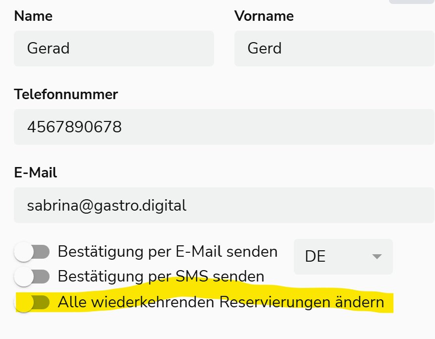 Serienreservierung bearbeiten – alle wiederkehrenden Reservierungen ändern