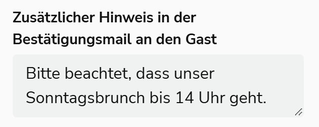 Zusatztext in der Reservierungsvorlage