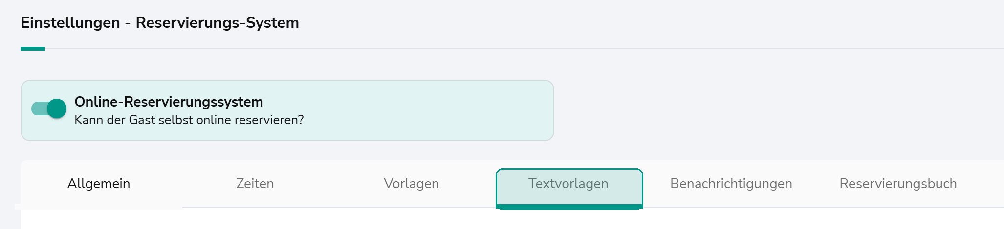 Navigation: Reiter 'Textvorlagen' in den Einstellungen