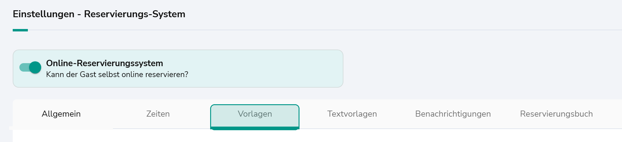 Navigation: Reiter 'Vorlagen' in den Einstellungen