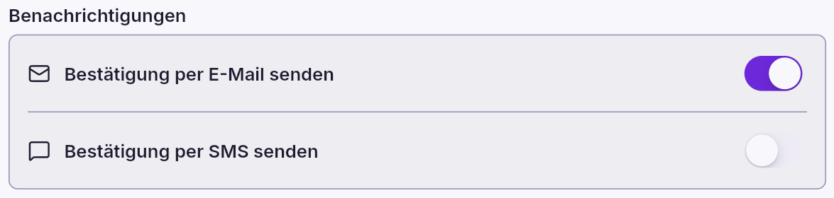 Reservierungsbuch App – Benachrichtigungen